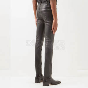 Pantalones de cuero PU informales personalizables para hombre, lona ligera, diseño de rayas rectas o curvas, ropa de cuero a la moda - Product Image 5