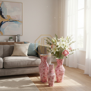 Coastal Iron Flower <b>Vase</b> Enamel Printed Stylish <b>Decorative</b> <b>Vase</b> for Wedding Events and Elegant Home Decor - Product Image 2