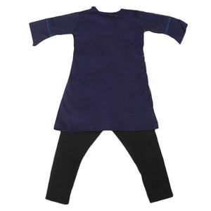ชุดผ้าฝ้ายปักลายสำหรับเด็กผู้หญิง 2 ชิ้น - สีกรมท่า - Product Image 5