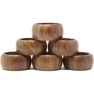 Servilletero tallado en madera pura 100% con acabado dúo para decoraciones de banquetes de boda servilletero para Color de madera Natural - Product Image 6