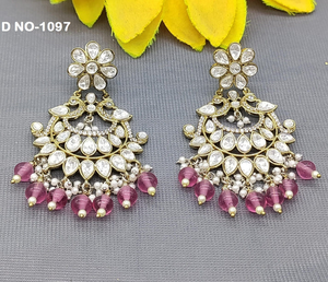 Elegante diseñador de novia tradicional estilo Mehandi pendiente de gota larga joyería para mujeres con estilo desgaste de la India - Product Image 5