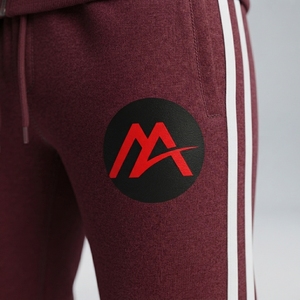 Conjunto Deportivo para Hombre Color Borgoña, Chaqueta Deportiva con Cierre Completo, Pantalones Jogger con Franjas Laterales Blancas, Ropa Deportiva para Entrenamiento, Gimnasio, Running, Fitness - Product Image 5