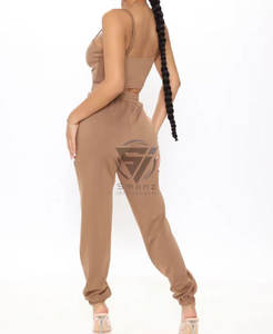 Ensemble de survêtement décontracté en molleton de coton deux pièces pour femme, unisexe, avec sweat à capuche uni et cordon de serrage, idéal pour le printemps - Product Image 4