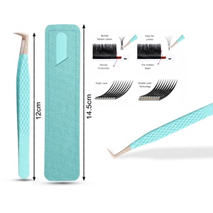 แหนบต่อขนตาสแตนเลสขายดี ด้ามจับเพชร สำหรับมืออาชีพ น้ำหนักเบา - Product Image 4