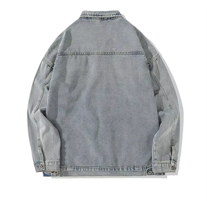 Chaqueta Vaquera Casual Ajustada al por Mayor, Chaqueta Vaquera con Logotipo Personalizado, Chaqueta Vaquera de Talla Grande para Hombre, Abrigo de Moda - Product Image 5