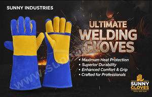 Guantes de Soldadura Sunny Gloves de Manga Larga, Resistentes al Calor, de Piel de Vacuno, con Protección Contra Salpicaduras de Metal Fundido y Protección para el Pulgar - Product Image 6