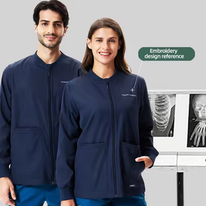 Uniforme de manga larga con cuello acanalado unisex con bolsillos multifuncionales - Product Image 1