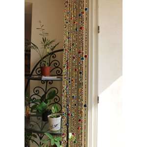 Guirlande de porte bohème faite à la main avec perles et clochettes, décoration artistique de luxe pour salon, motif abstrait, style traditionnel - Product Image 3
