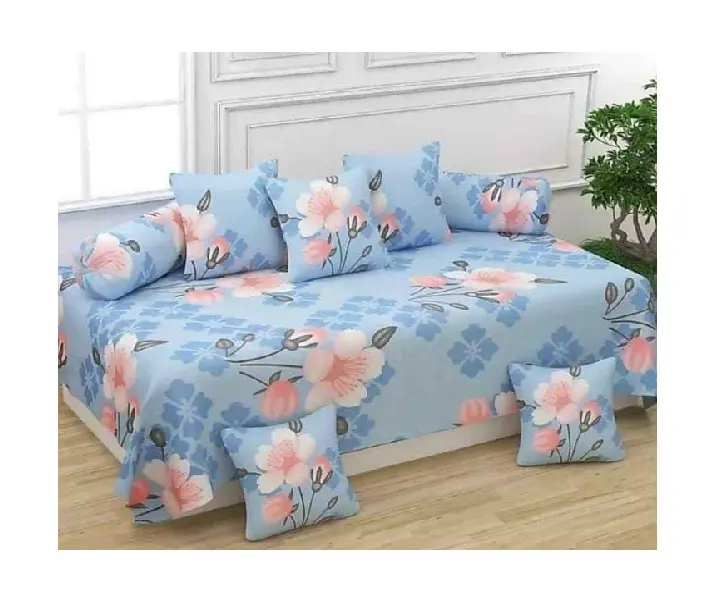 Supersoft Rosaria Glace tessuto di cotone Diwan (1 + 2 + 5) Set 8 PC per biancheria da letto con semplice PVC imballaggio per la casa e l'hotel