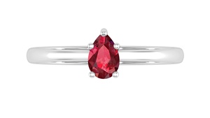 0.35ct Natural Ruby Pear Cut Prong Setting Silver Plated 925 Sterling Silver Classic Engagement Gemstone Ring - Product Image 4