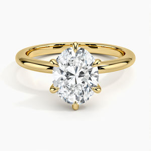 Anillo personalizado de 6 puntas chapado en oro de plata de ley con diamante cultivado en laboratorio certificado ovalado de diseño vintage para regalos de boda para mujer - Product Image 1