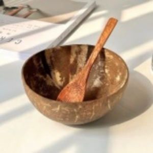 ชุดรับประทานอาหารชามมะพร้าวทำมือและช้อนงานปาร์ตี้ชามปั่นสลัดดีไซน์แบบชนบทจากโรงงานเวียดนาม - Product Image 5