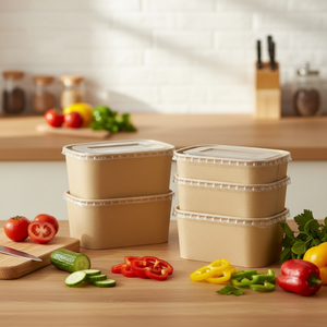 Boîte carrée en papier kraft recyclable, biodégradable, de qualité alimentaire, jetable, avec pelliculage mat, résistante à l'huile, pour sushis, salades et snacks - Product Image 1