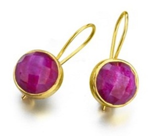 Pendientes de plata de ley 925 con gema de rubí teñida, novedad - Product Image 1