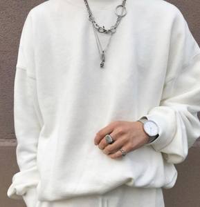 Pull-over 100% en molleton de coton pour hommes vêtements d'hiver tricotés à col rond avec logo sur le devant - Product Image 3