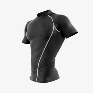 100% coton Anti-rides respirant écologique T-shirt de compression à manches courtes pour hommes pour Gym Fitness Wear - Product Image 6