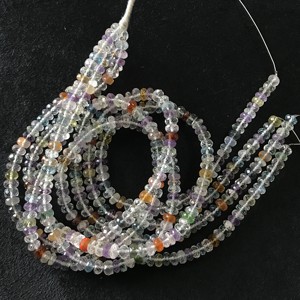 Perles Rondelles Multicolores Facettées 100% Naturelles Certifiées IGI Grade AA 6-8mm, Pierres Précieuses Vivaaz Multicolores Multifeu pour Bijoux - Product Image 6