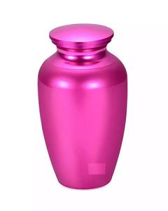 Urnas de cremación de aluminio personalizadas en negro, urnas conmemorativas con estampado de flores, urnas para adultos de Color azul de forma redonda para uso funerario - Product Image 3