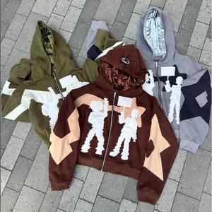 Custom logo High Quality <b>Applique</b> <b>Patch</b> Acid Washed Hoodies Oversized Sweatshirts Embroidery Boxy Fit Hoodie for Men - Product Image 5