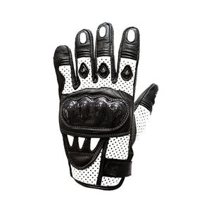 Tout nouveau noir et blanc moto équitation doigt complet gants en cuir perforé moto Auto course porter des gants pour hommes - Product Image 5