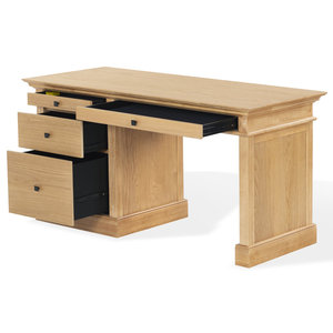 Bureau de direction Shorecrest avec plateau en bois massif et structure métallique, bureau d'ordinateur rectangulaire pour l'étude - Product Image 3