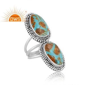 Vente chaude oxydé en argent Sterling naturel Kingman Turquoise pierre précieuse bague de déclaration bijoux personnalisés pour les femmes cadeau pour elle - Product Image 3