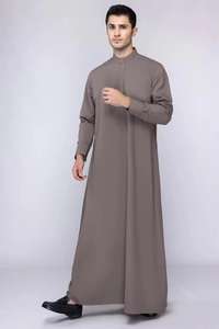 Customized <b>Men's</b> <b>Thobe</b>/Daffah Solid Color Long Sleeved Fashion Muslim Wear <b>for</b> Spring Casual Style - Product Image 2