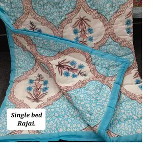 Edredón de cama individual hecho a medida, en varios diseños, diseño floral y acolchado en Mul, tamaño de 60x90 pulgadas