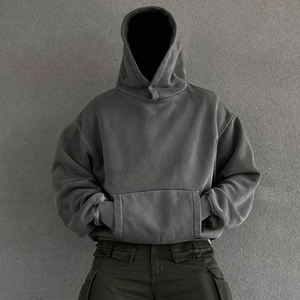 Plain Hoodie Jersey Fleece Oversized Length Cropped Neckline Hooded Fit Boxy Hoodies - Product Image 1