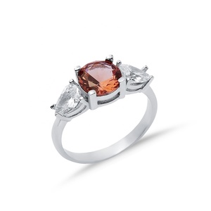 8mm rond Sultanite poire forme CZ pierre Cluster bague plaqué rhodium 925 bijoux en argent sterling pour acheteur en gros - Product Image 3