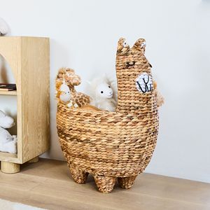 Precio más barato tejido a mano diseños personalizados agua Jacinto animal cesta marrón llama en forma de cestas de lavandería - Product Image 6