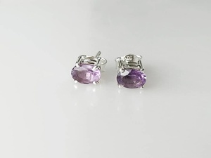 Pendientes Geométricos de Amatista Brasileña, Regalo para Niños, Fiesta de Compromiso, Boda, Plata de Ley Chapada en Rodio - Product Image 3