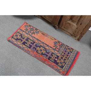 1.4x3.1 ft Vintage Rug, <b>Red</b> Camouflage Turkish Rug <b>Wool</b> - Product Image 4