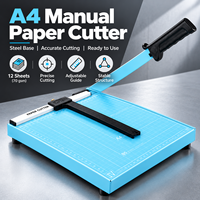 Coupe-papier A4, coupe-papier manuel à guillotine pour 12 feuilles, base en acier, guide réglable, verrou de sécurité pour le bureau et l'école