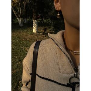 Collier chaîne en bambou plaqué or 18 carats pour femme, avec pendentif ovale en zircon, bijoux de corps tendance, collection 2025 - Product Image 4