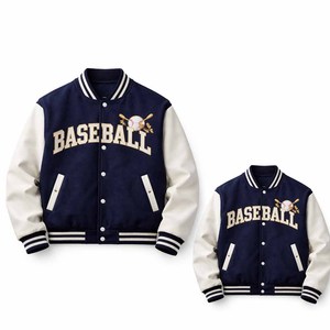 Chaqueta Universitaria de Béisbol para Hombre, Estilo Letterman, con Mangas de Cuero Original, Cuello Alto de Lana, Resistente al Viento e Impermeable - Product Image 1