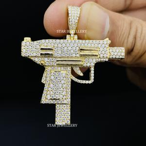 Colgante de Moissanita VVS, Color D, Corte Brillante Redondo, Personalizado, Estilo Hip Hop, Plata de Ley 925, Joyería de Estrella - Product Image 6