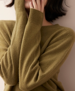 Wool Cashmere Blend Knit Sweater 70 Wool 30 Cashmere Sweater Crew Neck <strong>Jumper</strong> Raglan Knit Pullover Crew Neck Wide Ribbed Cuff - Product Image 2