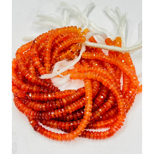 Cuentas Rondelle facetadas sombreadas de cornalina natural, 5mm, tamaño 8 pulgadas, hebra para fabricación de joyas y diseños artesanales - Product Image 1