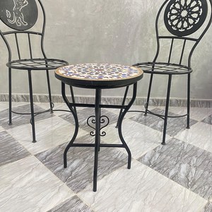 Ma-rốc Gạch <span class=keywords><strong>Mosaic</strong></span> Bistro thiết lập trang trí kim loại ghế Bảng Mô hình hình học ngoài trời Patio đồ nội thất phong cách Địa Trung Hải trang trí - Product Image 3