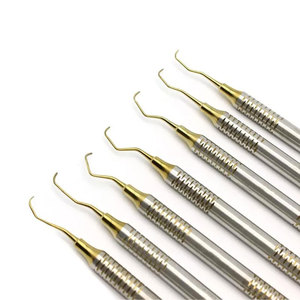 Juego de 7 Curetas Gracey con Mango Hueco para Periodoncia, Color Dorado, Instrumento Quirúrgico Manual para Rellenos Dentales de Composite, Doble - Product Image 1