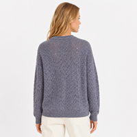 Pull en laine tricoté sur mesure pour femme, prix d'usine, motif ajouré 7GG, coupe oversize