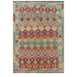 Alfombra Kilim de Maimana, Afganistán, 345 x 245 cm - Product Image 1