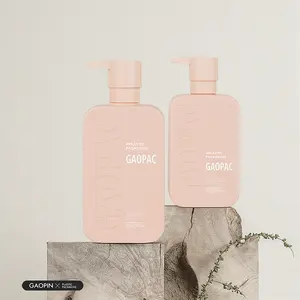 Botol pompa Losion sampo, wadah kemasan kosmetik botol krim tubuh merah muda HDPE 350/500ml