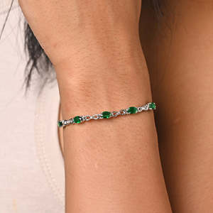 NOVAMART Fine 925 Pure <b>Silver</b> Infinity Hand <b>Bracelet</b> with Green Diamond Pearl Zircon Religious Style <b>Charm</b> <b>Bracelets</b> for Gift Wh - Product Image 4