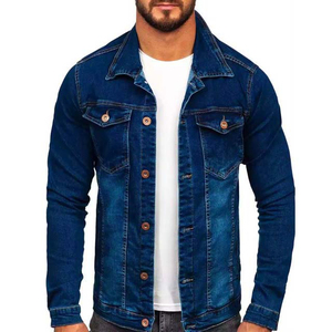 Chaqueta vaquera para hombre, chaqueta vaquera elástica de camionero de algodón con parches personalizados, chaqueta de calle con estilo Premium para hombre - Product Image 5