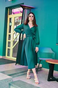 2024 nouveauté femmes court long boutonné col en V Max robe robes décontracté à manches longues produit fait à la main pour les filles et les femmes - Product Image 3