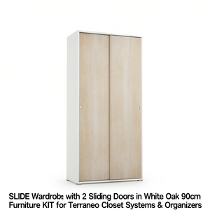 Armario SLIDE con 2 Puertas Corredizas en Roble Blanco de 90 cm, Kit de Muebles para Sistemas de Armarios y Organizadores Terraneo - Product Image 2
