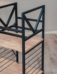 Support pour tourne-disque de style industriel avec étagères de rangement, structure en bois et métal, décoration multifonctionnelle pour salon - Product Image 5