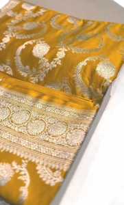Sari en soie Banarasi traditionnel tendance avec un magnifique tissage Jaal, protection solaire, toutes saisons, blouse non cousue - Product Image 4